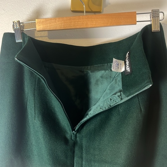 Savannah Vintage 100% Wool Lined Emerald Green Zip Pencil Skirt Sz 12 - Picture 6 of 9